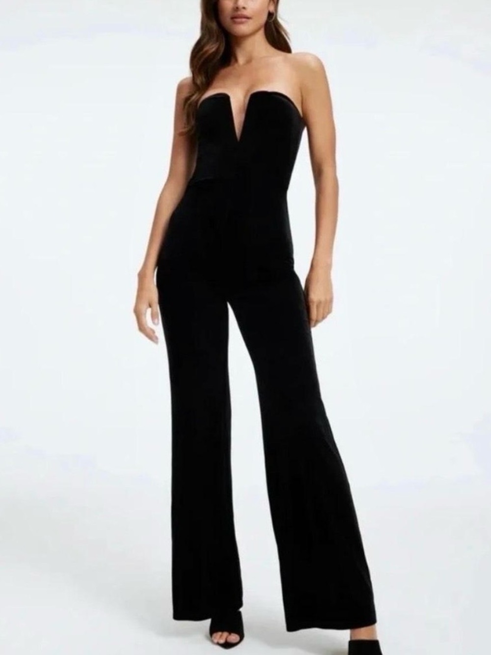 NWT Good American Black Velvet Jumpsuit Size XL